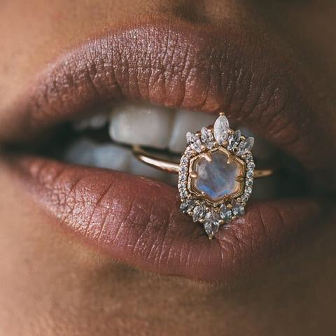 Medina Ring - Labradorite/Rose Gold