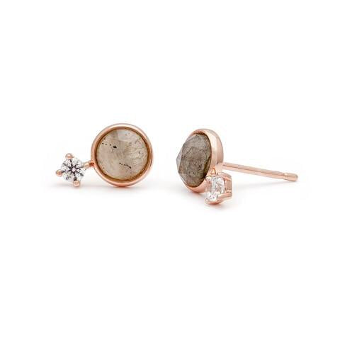 Thea Stud - Labradorite/Rose Gold