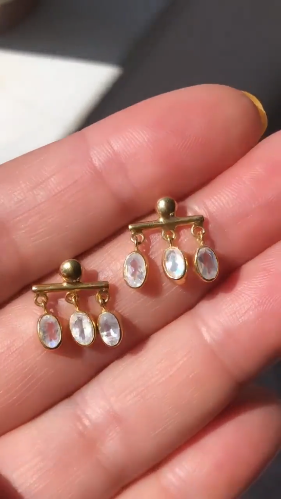 Disco Earrings - Moonstone/Gold