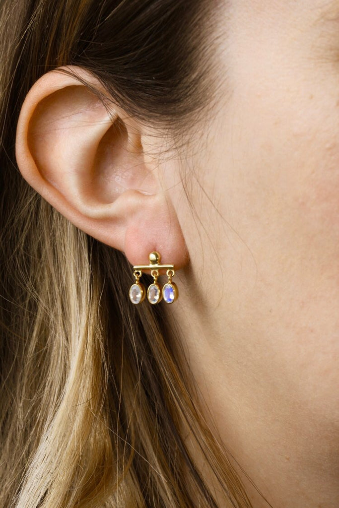 Disco Earrings - Moonstone/Gold