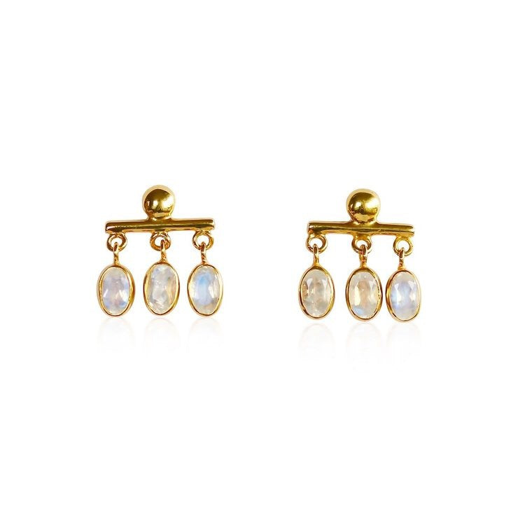 Disco Earrings - Moonstone/Gold